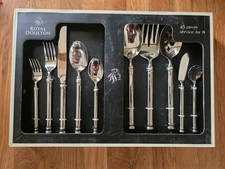 ROYAL DOULTON 18/10 Stainless Flatware DECO Set of 45 - 8 Place Settings Serving