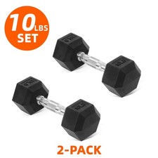 Rubber Encased Hex Dumbbell   10-50 lb, Black, Durable Non-Slip Weights