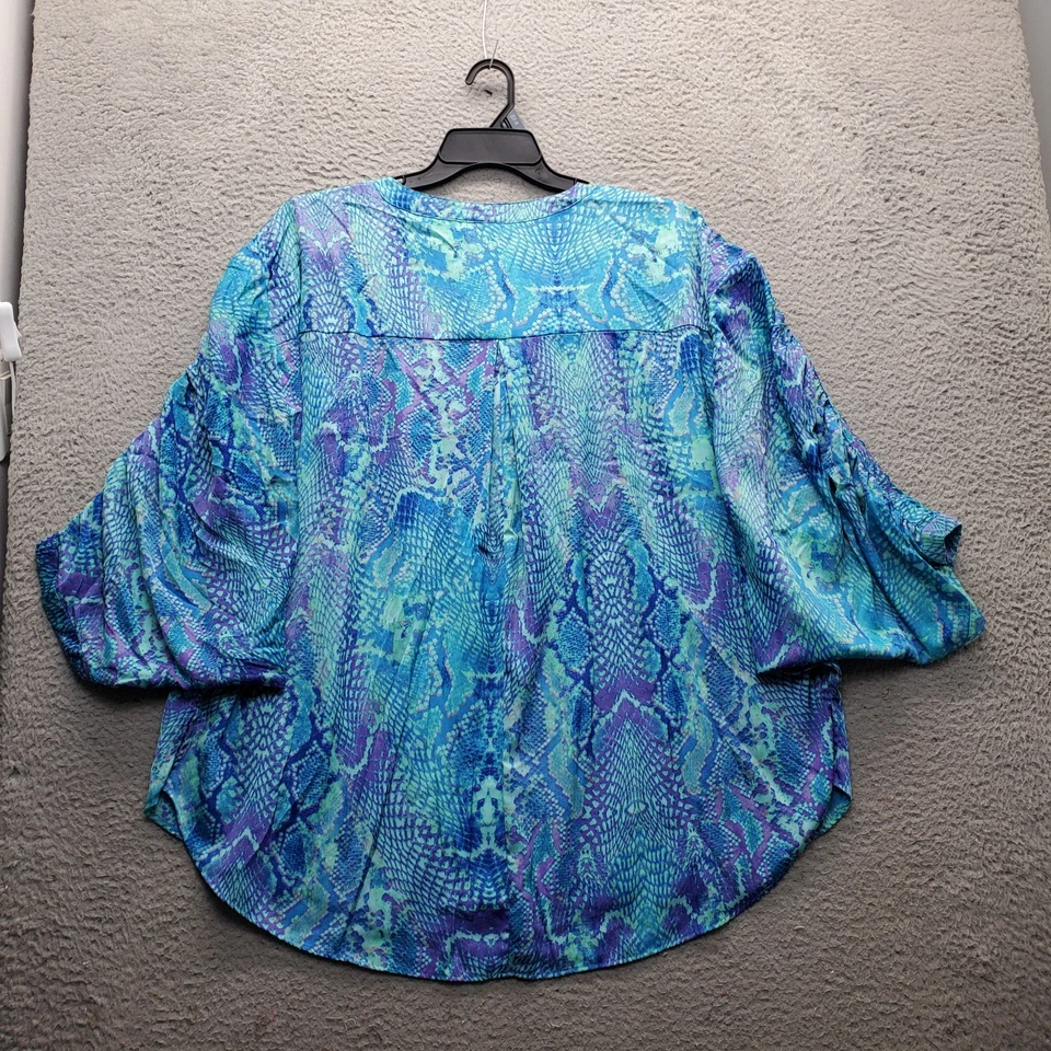 Jennifer Lopez Top Women 3X Multi Snake Print Dolman Batwing Sleeve Button Front - Image 2 of 4