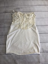 SheIn Dress Womens Medium White Lace Bodycon Sweetheart Corset Mini Party