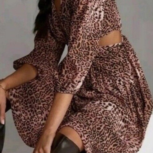 ANTHROPOLOGIE RANNA GILLAnimal Print Cut Out Midi Dress - Picture 3 of 9