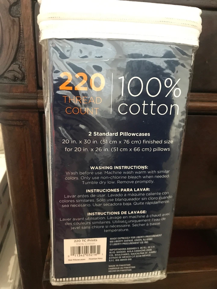 FUNDAS DE ALMOHADA 220 HILOS CAMA BAÑO MÁS ALLÁ 100% ALGODÓN PERCAL (2) RAYAS Foto 3 de 3