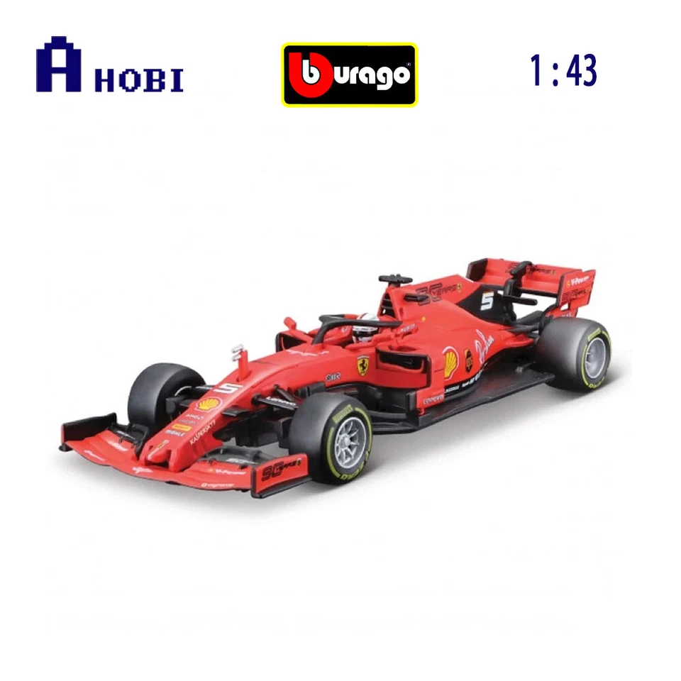 Bburago 1:43 Scale F1 SF 90 Vettel Diecast Model With Acrylic Display Red
