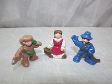 Lincoln Log Lot figures lady, Western Davy Crockett, General from fort