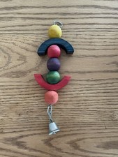 Colorful Parrot Pet Bird Toy Bell Wood Blocks Swing Toy Hanging 9.5" x 3"
