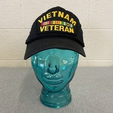 Vietnam Veteran Trucker Hat Cap Snapback Black Rope Patch Made In USA
