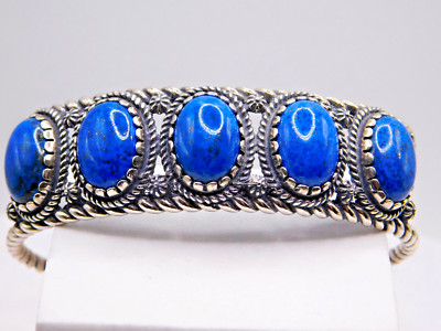 New Carolyn Pollack American West Sterling Lapis Lazuli 5-Stone Cuff Bracelet