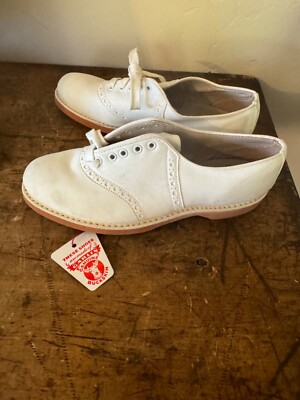 Women’s Authentic 1950’s Shoes Art Deco Era 50’s White Leather Saddle  Oxford