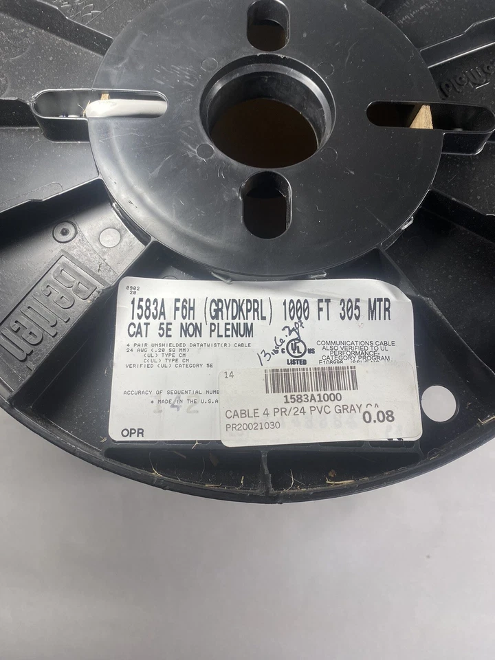Belden 1583A F6H CAT5 Non-Plenum Communications Cable 4 Pair 24awg (13Ibs 6.3oz) - Image 2 of 4