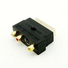 Scatola adattatore video/audio SVHS Phono Svideo RCA Gold Scart In & Out a Triple 3 x