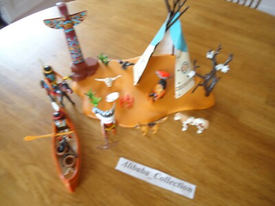 LOT Playmobil Indiens – Tipi, Canoë, Cheyenne, Sioux – Farwest – Occasion