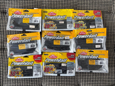 Berkley Powerbait Lot #13 / 9 Packs Chigger Craw Power Worm Power & Bunker Hawg
