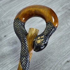 Cane Walking Stick Wooden carved Handmade - Snake Black mamba