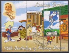 Timbres sur Walt Disney - Feuillet de timbres de Gambie - TBE