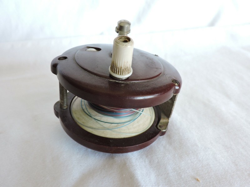 European Vintage Ox Blood Red Bakelite Fishing Reel