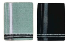Cotton Men's Thalapathi Border Dhoti/Size: 1.28 X2 mtrs, Black/Green, Pack of 2