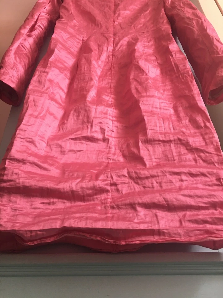 Carven дизайнерский новый Барби розовый металлический гофрированный атласный длинным рукавом платье размер 42 - Изображение 3 из 4