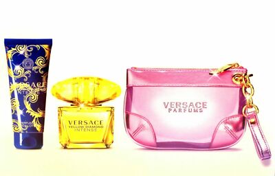 VERSACE YELLOW DIAMOND INTENSE 3PC GIFT SET WITH EAU DE PARFUM SPRAY 90ML- RARE