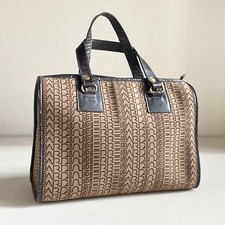 Vintage Pierre Cardin All over Print Canvas Leather Trim Small Satchel