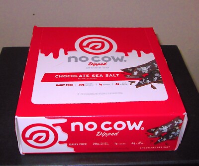 No Cow-DIPPED Chocolate Sea Salt Protein Bars-12 bars total