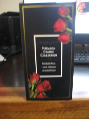 MACARON CANDLE COLLECTION (3 CANDLES, RASPBERRY, LEMON, LAVENDER) NIB