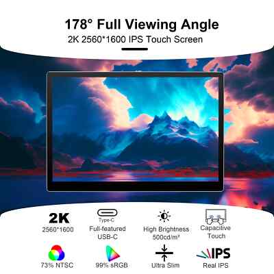 9'' 2K 2560x1600 Raspberry Pi 4 Portable Monitor Touch Screen 500nits USB Board
