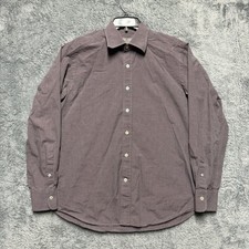 Canali 1934 Shirt Mens L Burgundy Gingham Check Long Sleeve Button Up Italy Made