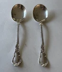 Pair Antique Gorham Chantilly Sterling Silver Oval Soup Spoons 1895 Victorian 7”