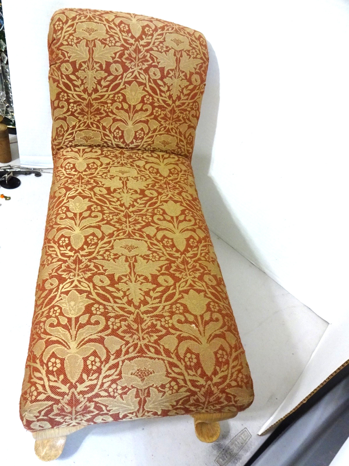 Vintage LARGE Doll Bed Chaise Lounge/ Fainting Couch Wood Feet-24" Long