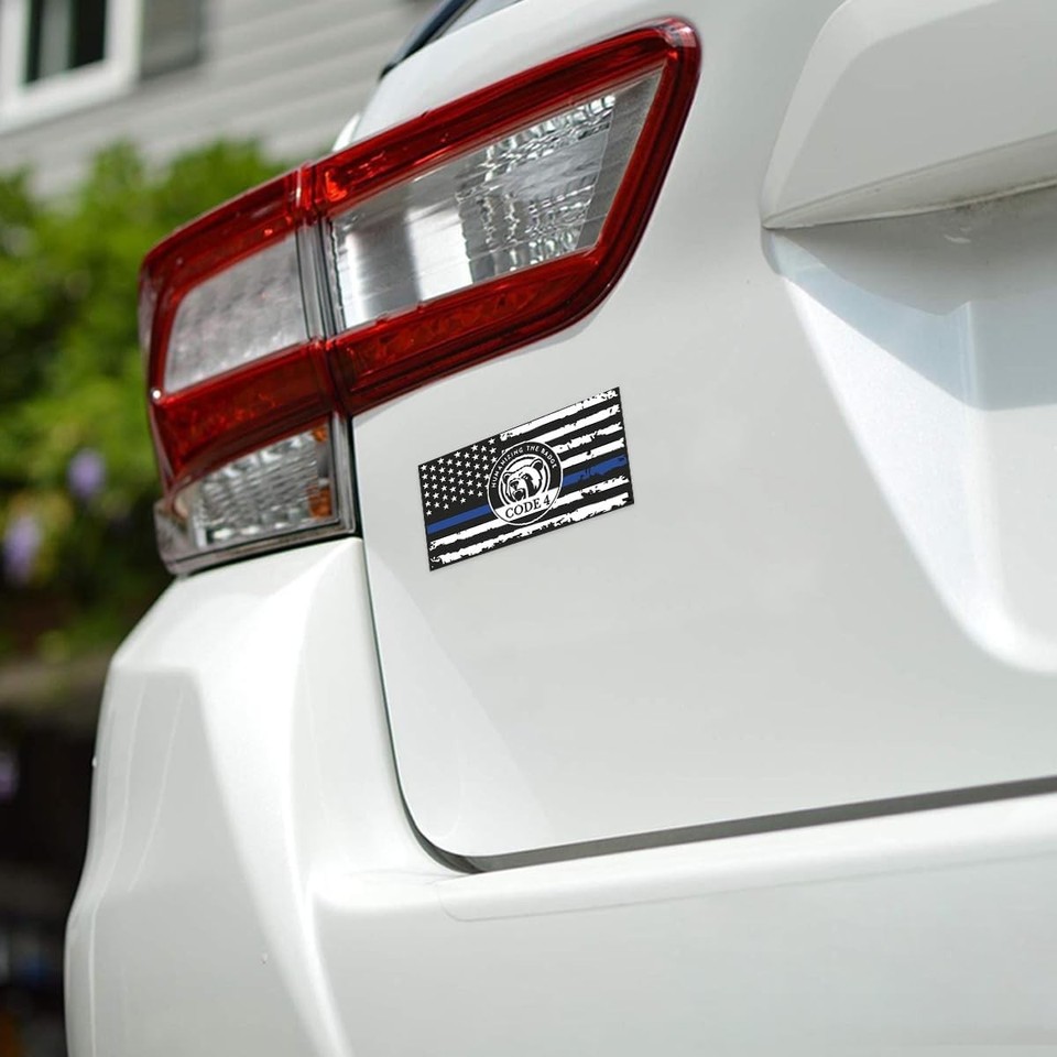 Thin Blue Line Car Sticker Decal, 4PCS Waterproof Vehicle Bumper Color ...