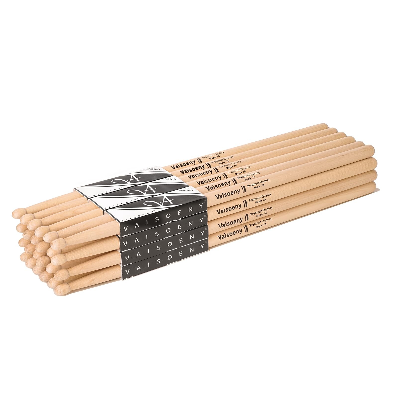 Drum Sticks, Maple Wood 7A Drumsticks with Teardrop Tip for Beginners Practice