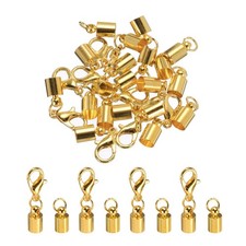 10Pcs Cord End Caps, 4.5mm End Caps Barrel Beads Kumihimo Iron (Pale Gold)
