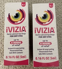 Ivizia Sterile 2 Lubricant Eye Drops for Dry Eyes 0.16 fl. oz. Each Exp 09/26