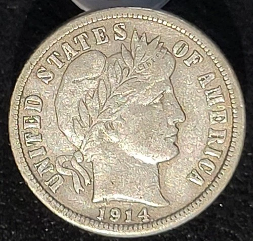 1914 P Philadelphia Mint Barber Dime F+