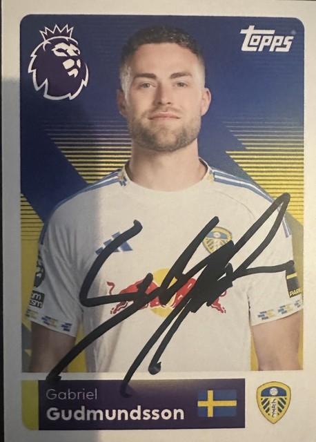 Gabriel Gudmundsson Leeds United Hand Signed Topps Premier League 26 Sticker