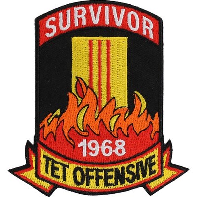 Vietnam Tet Offensive 1968 Survivor Patch (3 1/4'' W x 3 1/2'' H) (Sew-On) P500