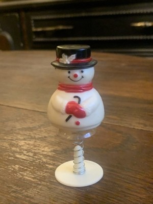 Vtg 196o’s Snowman Spring Loaded Pop Up Holiday Christmas Hard Plastic ...