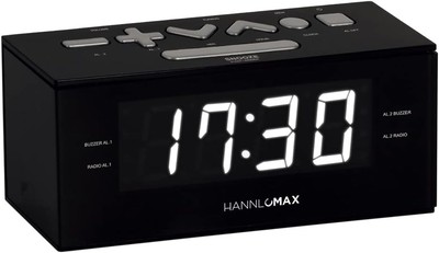 HANNLOMAX HX-144CR Alarm Clock Radio, PLL AM/FM 1.2'' Black_white Led 