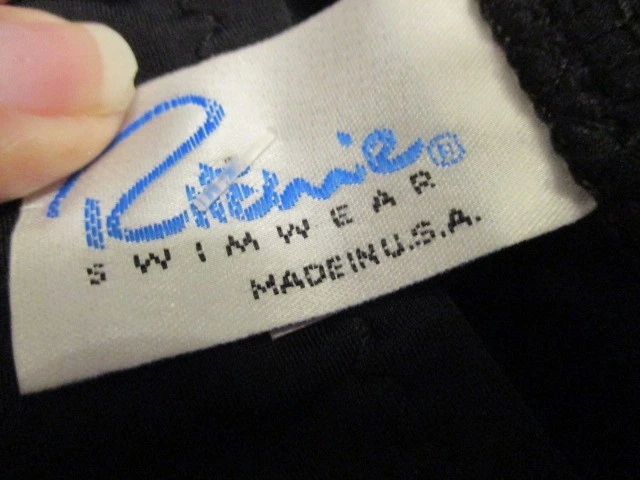 RITCHIE SWIMSUIT BOTTOMS BLACK WITH GOLD ACCENTS, SIZE L MADE IN USA, NWT - Image 2 of 4