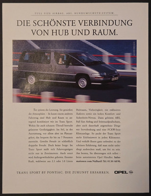 13. Opel Pontiac Trans Sport Werbeanzeige Werbung Reklame 1995