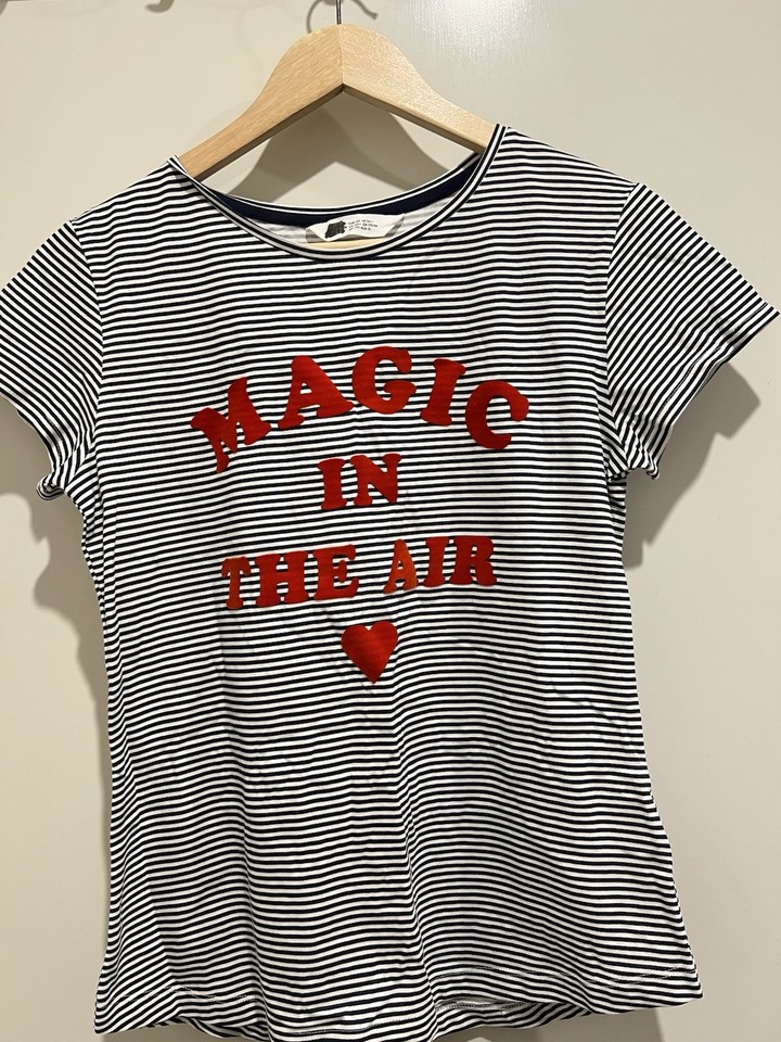 Like New H&M Magic In The Air Striped Cotton Tee T-shirt. Kids AUS 15/ Adult S