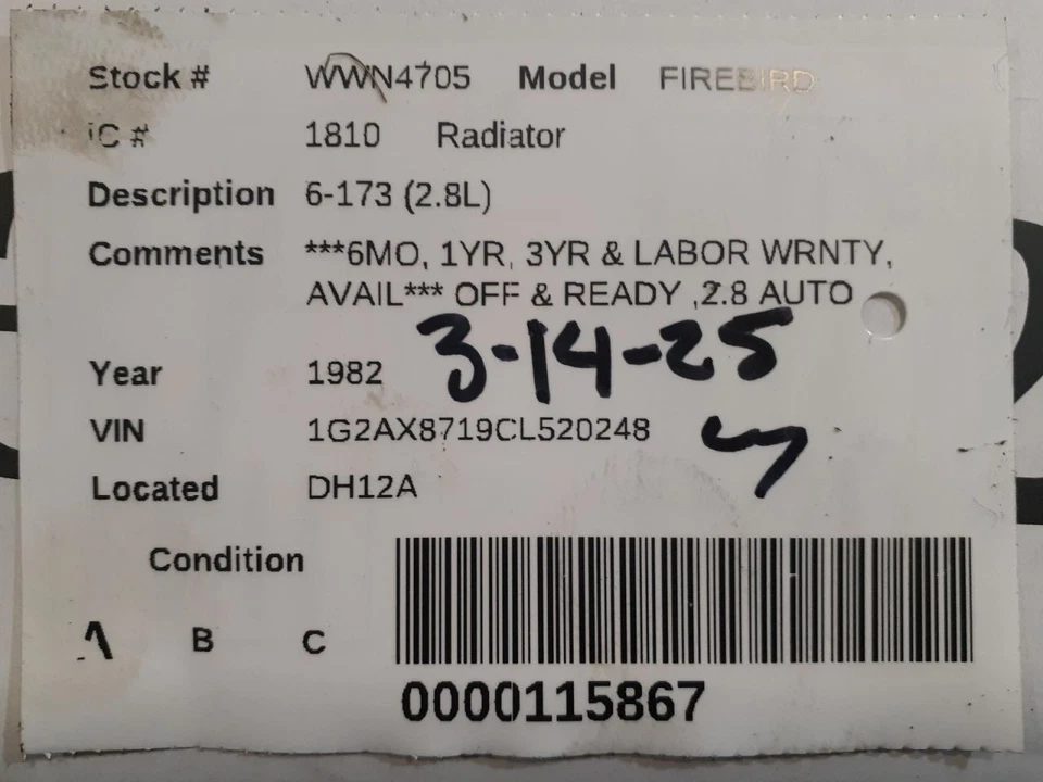 Radiador 6-173 compatível com 82-84 CAMARO 616164 - Imagem 4 de 4