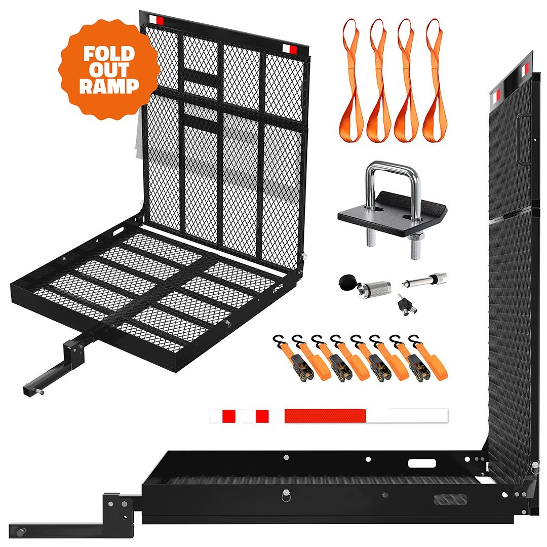 Mockins  40"x40"x4" Square Wheelchair Hitch Carrier with Loading Ramp