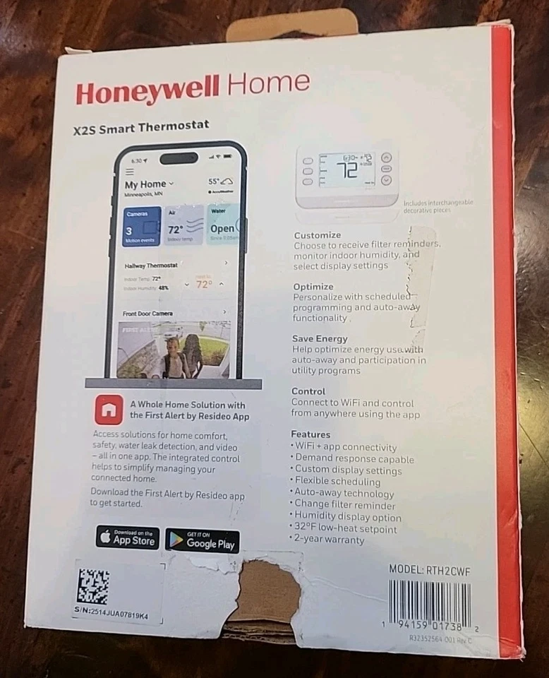 Honeywell Home X2S Smart Wi-Fi Thermostat Conventional/Heat Pump #RTH2CWF - Image 3 of 4