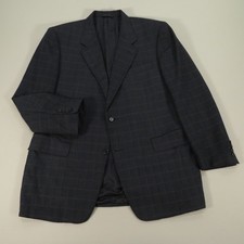 Canali Blazer 44R Super 120s Wool Bespoke Navy Brown Check Sport Coat Jacket Men