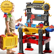 2 in 1 Workbench Tools Toys Set with Sound for Toddlers Aged 3-5 145 PCS