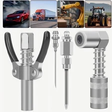 Double Handles Grease Gun Coupler 90 Degree Adapter Injection Needle Dispenser