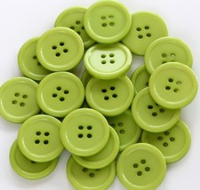 50 PCS 1 Inch 25mm Flatback Resin Button Sewing 4 Hole Round Green Crafts