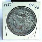 1885 Morgan Silver Dollar $1 XF/AU Raw U.S. Coin 90% Silver C-045
