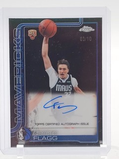 COOPER FLAGG 2025 26 TOPPS CHROME UPDATE ROOKIE BLACK REFRACTOR AUTO /10 Q8236